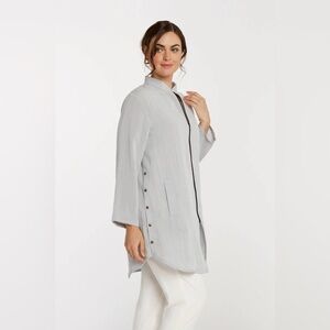 Fridaze AA218 - Side Button Zippered Linen Tunic size S